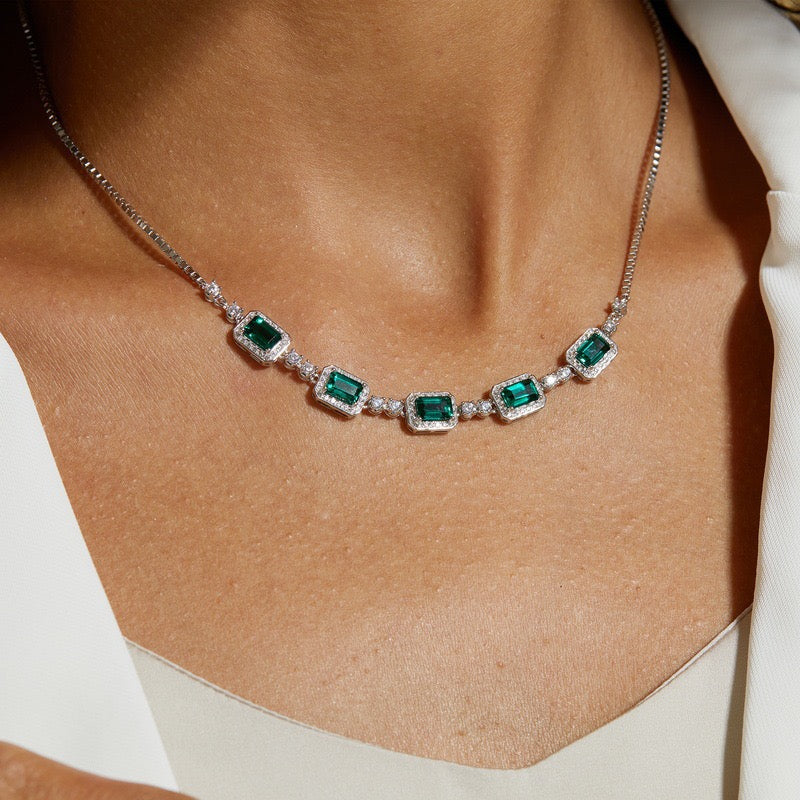 Emerald Necklace｜Lab-grown Emerald S925 Sterling Silver