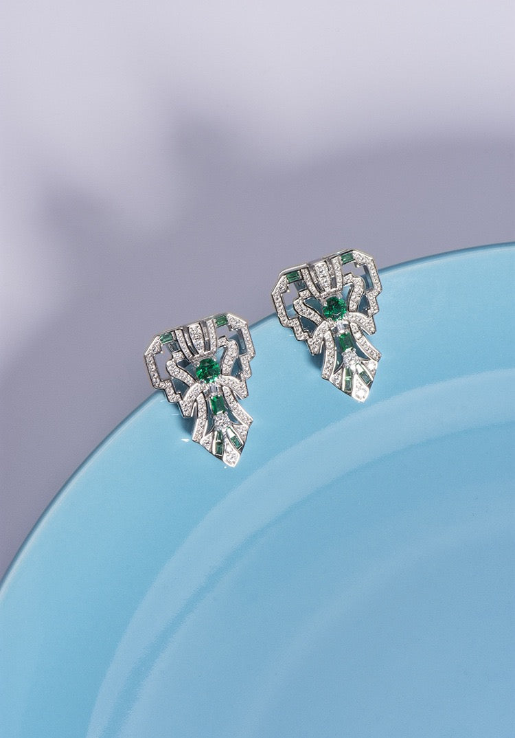 Natural Green Spinel  Multiuse Double Clip  Brooch｜S925 Sterling Silver