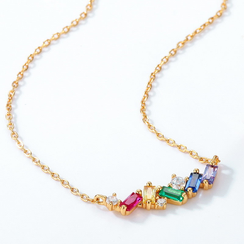 Rainbow Necklace | S925 Sterling Silver 10K Gold Plated