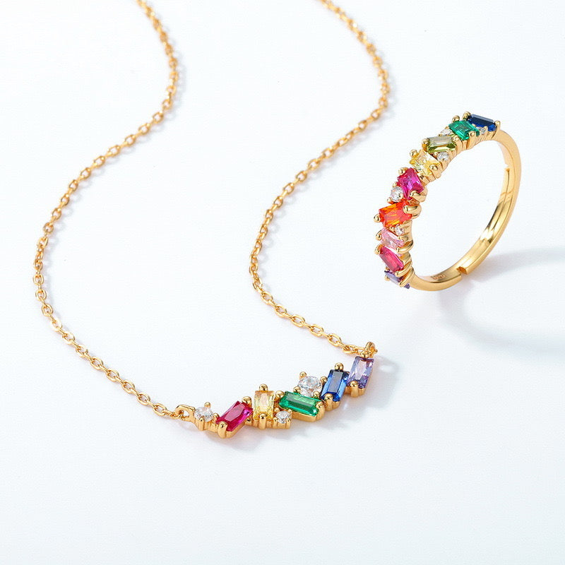 Rainbow Necklace | S925 Sterling Silver 10K Gold Plated