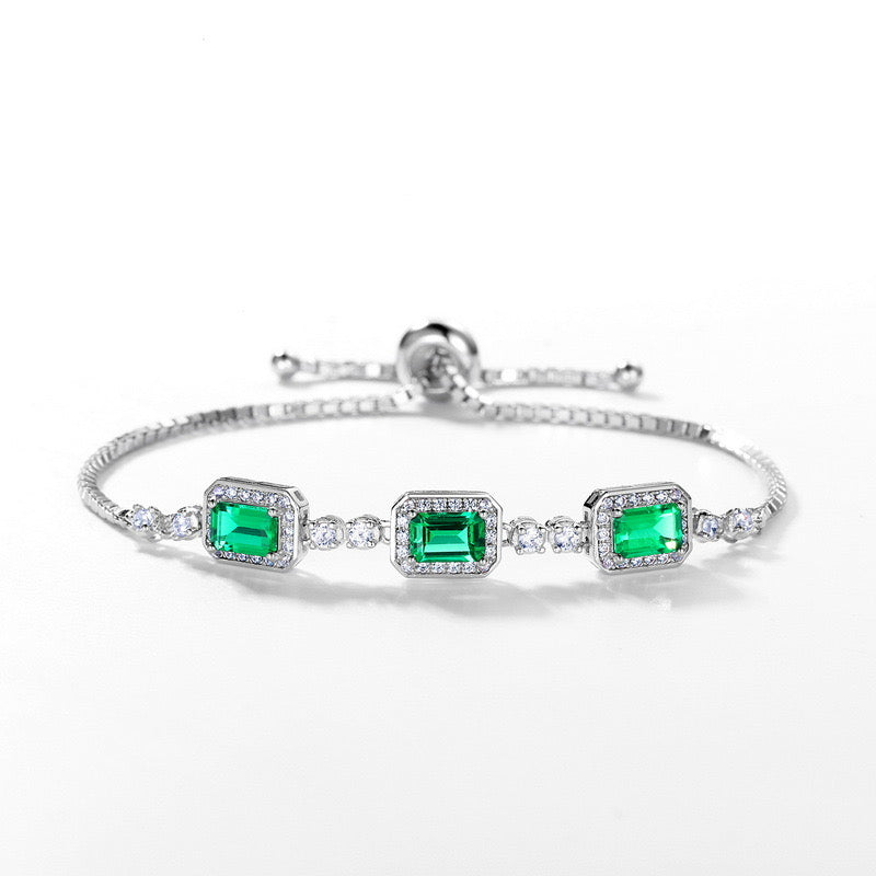 Emerald Bracelet｜Lab-grown Emerald S925 Sterling Silver