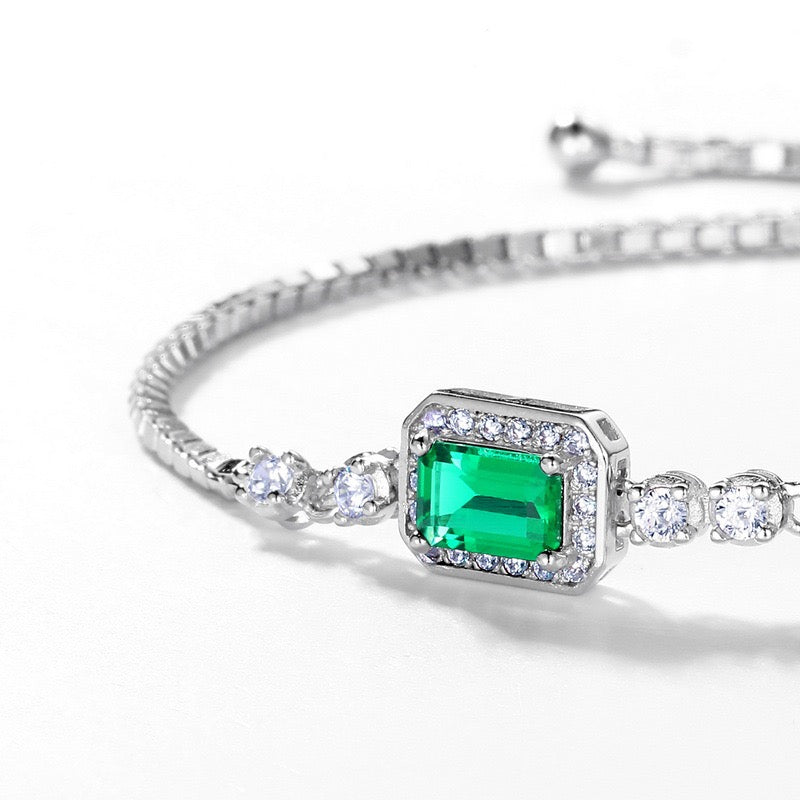 Emerald Bracelet｜Lab-grown Emerald S925 Sterling Silver