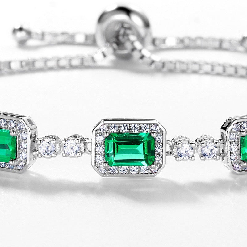 Emerald Bracelet｜Lab-grown Emerald S925 Sterling Silver