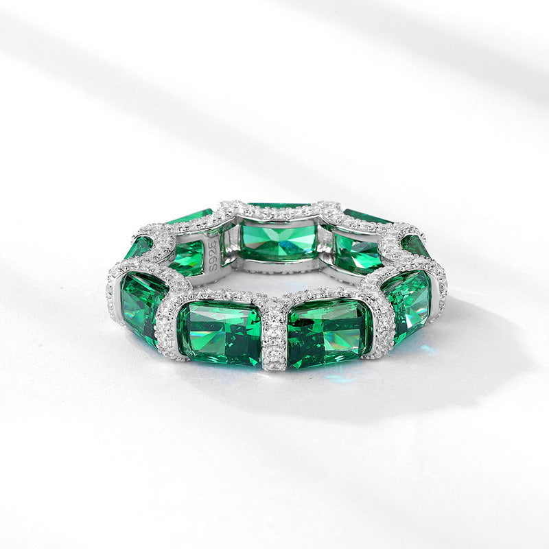 Emerald Ring｜High carbon diamond S925 Sterling Silver