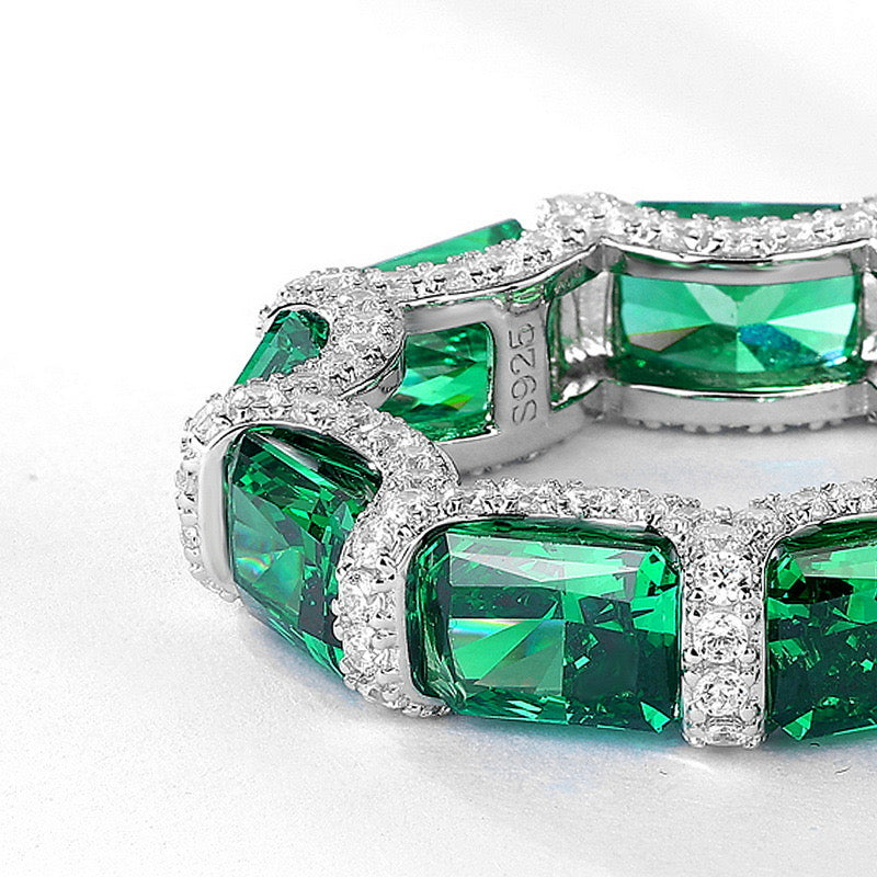 Emerald Ring｜High carbon diamond S925 Sterling Silver