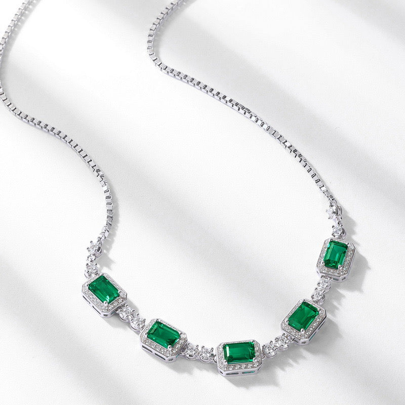 Emerald Necklace｜Lab-grown Emerald S925 Sterling Silver