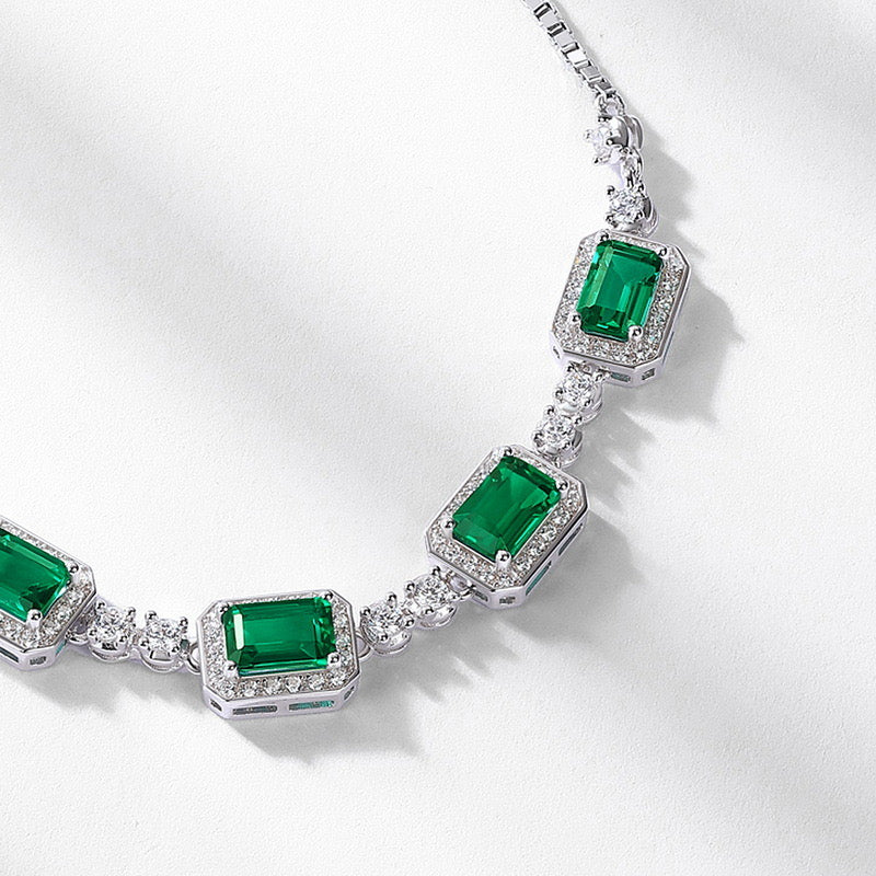 Emerald Necklace｜Lab-grown Emerald S925 Sterling Silver