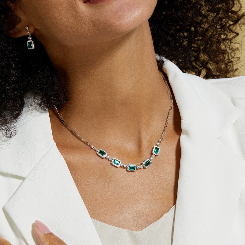 Emerald Necklace｜Lab-grown Emerald S925 Sterling Silver