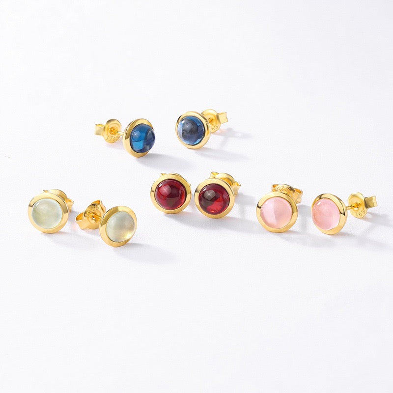 Natural Colorful Gemstone Candy Earrings｜S925 Sterling Silver 10K Gold Plated