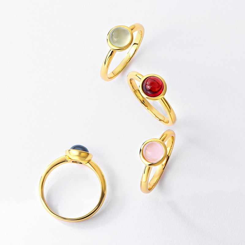 Natural Colorful Gemstone Candy Rings｜S925 Sterling Silver 10K Gold Plated