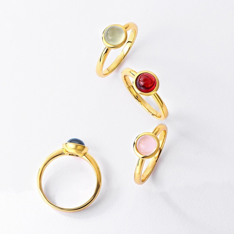 Natural Colorful Gemstone Candy Rings｜S925 Sterling Silver 10K Gold Plated