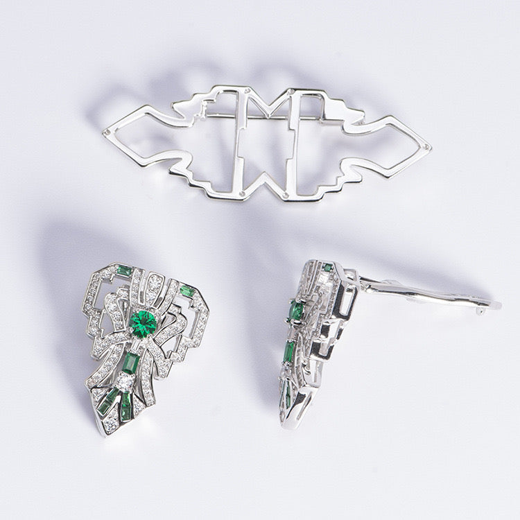 Natural Green Spinel  Multiuse Double Clip  Brooch｜S925 Sterling Silver