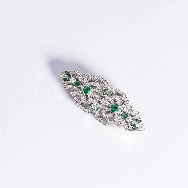 Natural Green Spinel  Multiuse Double Clip  Brooch｜S925 Sterling Silver