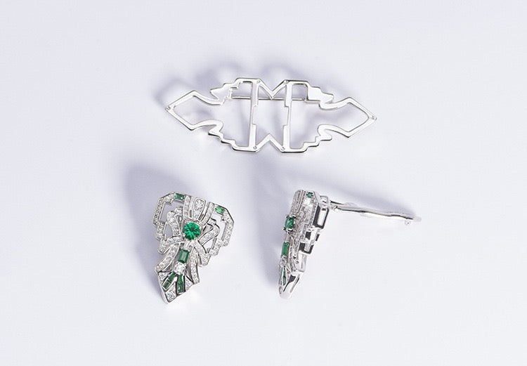 Natural Green Spinel  Multiuse Double Clip  Brooch｜S925 Sterling Silver