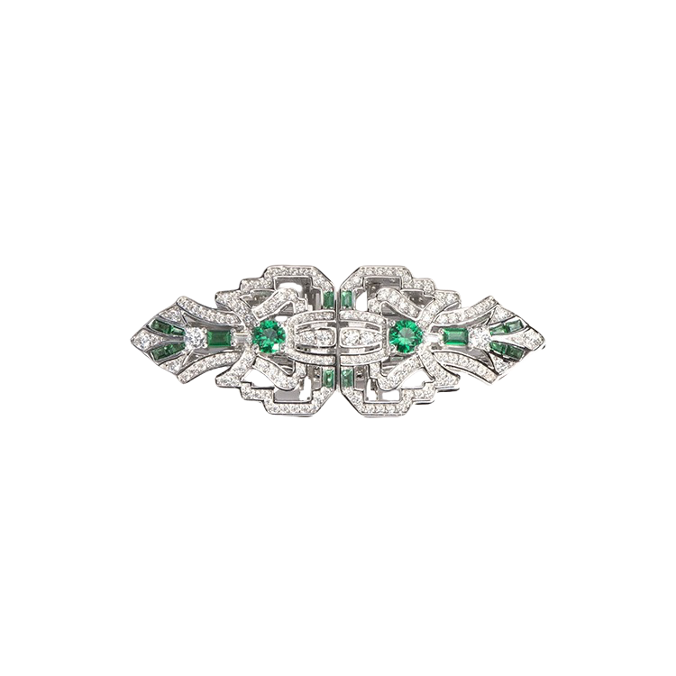 Natural Green Spinel  Multiuse Double Clip  Brooch｜S925 Sterling Silver