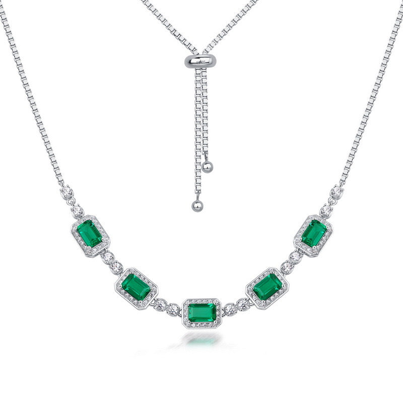 Emerald Necklace｜Lab-grown Emerald S925 Sterling Silver