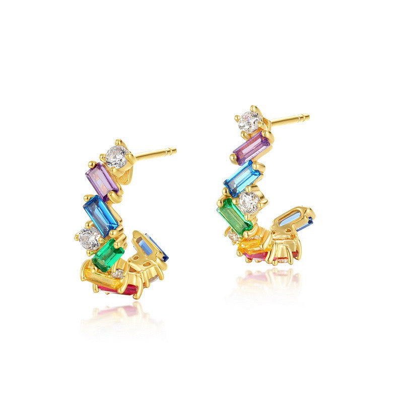 Rainbow Earrings | S925 Sterling Silver 10K Gold Plated