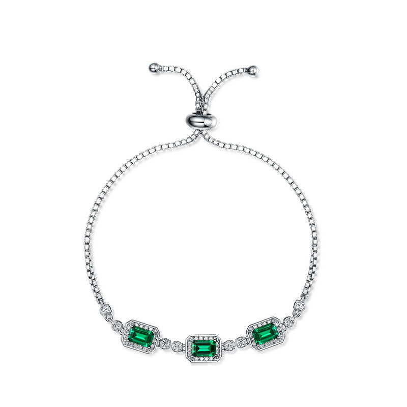 Emerald Bracelet｜Lab-grown Emerald S925 Sterling Silver